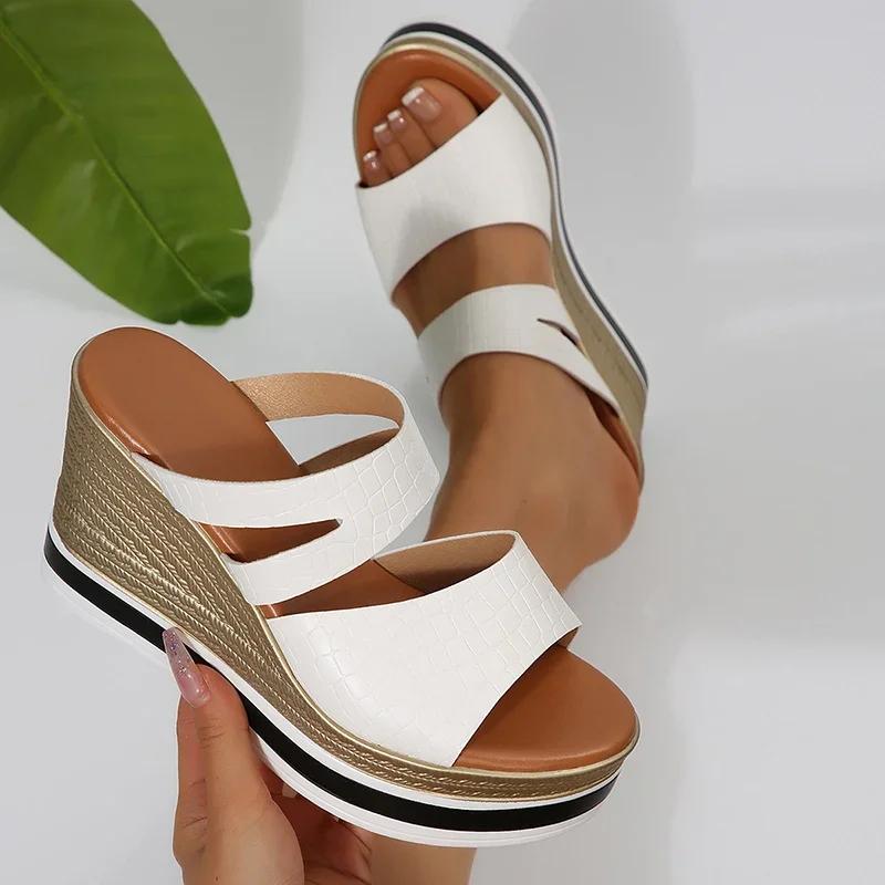 Fashion Summer Shoes for Women Fashion Chunky Wedges Sandals Women New Platform High Heeled Slippers Woman Outdoor Thick Sole Rome Shoes