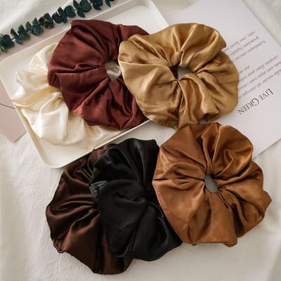 Chouchous élastiques pour cheveux en satin de soie surdimensionnés de couleur unie pour femmes, accessoires de luxe doux, porte-queue de cheval, corde à cheveux