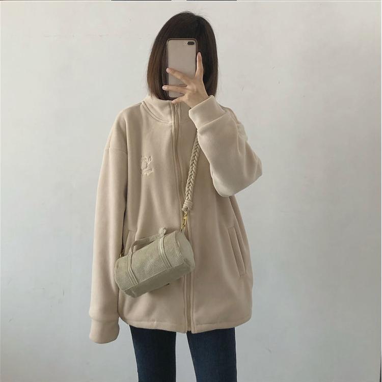 Winter Milk Whirring Polar Fleece Jacket Women's Autumn and Winter Lamb Wool Plus Fleece Sweater Granular Fleece