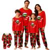 Weihnachtsdruck Familien-Partnerlook-Pyjama-Set mit Rundhalsausschnitt Langarm-Oberteil und Langer Hose