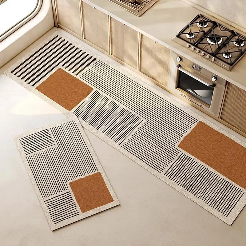 Kitchen Floor Mat Pvc Leather Waterproof Carpet Non-slip Oil-proof Foot Mats Long Carpets Japanese Home Decoration Rug