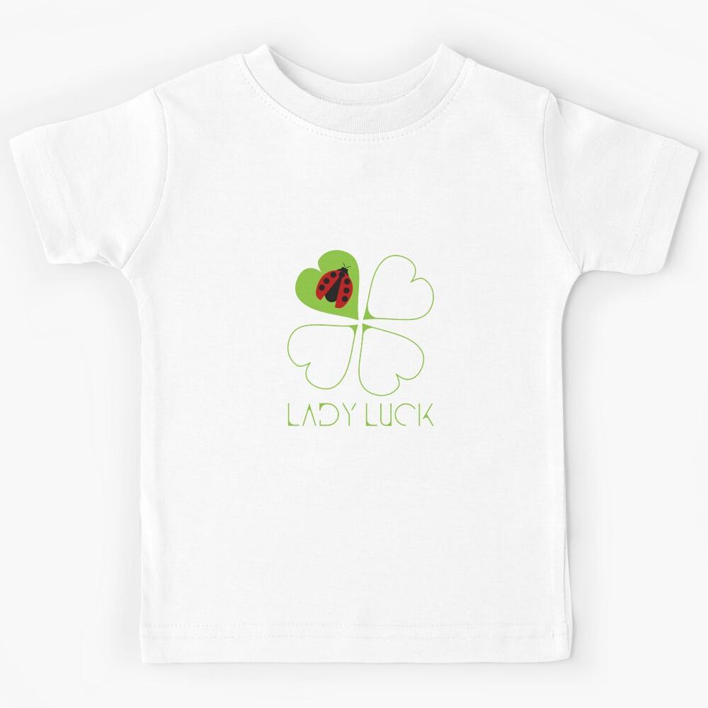 Lady Luck: Minimalistic Ladybug and Four-Leaf Clover Kids T-Shirt 140