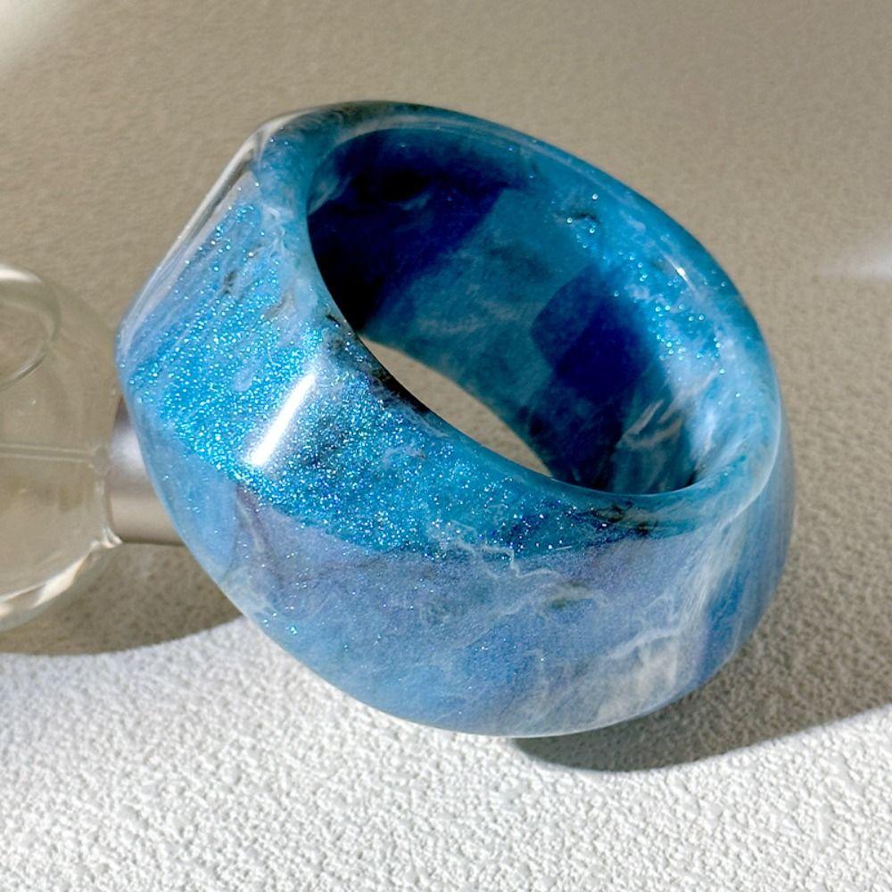 Shinny Jelly Color Wide Bracelet Minority Design Geometric Irregular Bangle  Party