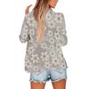 Women's Loose Floral Print Stand Collar Long Sleeve Cotton And Linen Top