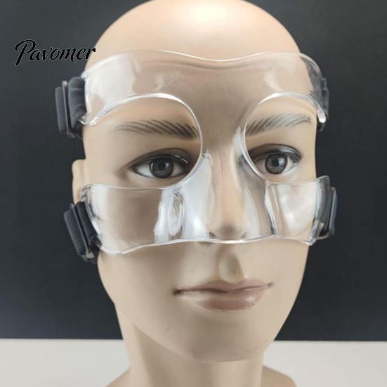 Comfortable Sports Face Guard Protection Cover Nose High Strength Impact Broken Resistant Transparent Basketball Football Training Shield Effective