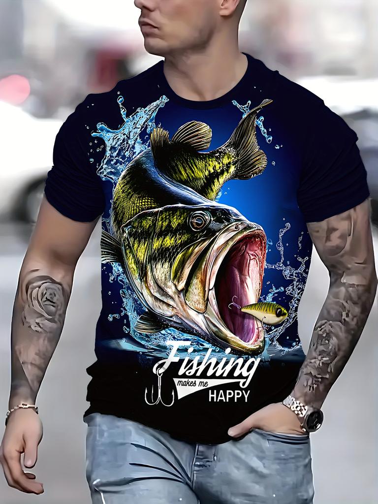 Men's Fishing Shirt Summer T Shirt Short Sleeve Tee Top Men T-Shirt Harajuku Casual T Shirt Men Round Neck Tops Fishing T-Shirts