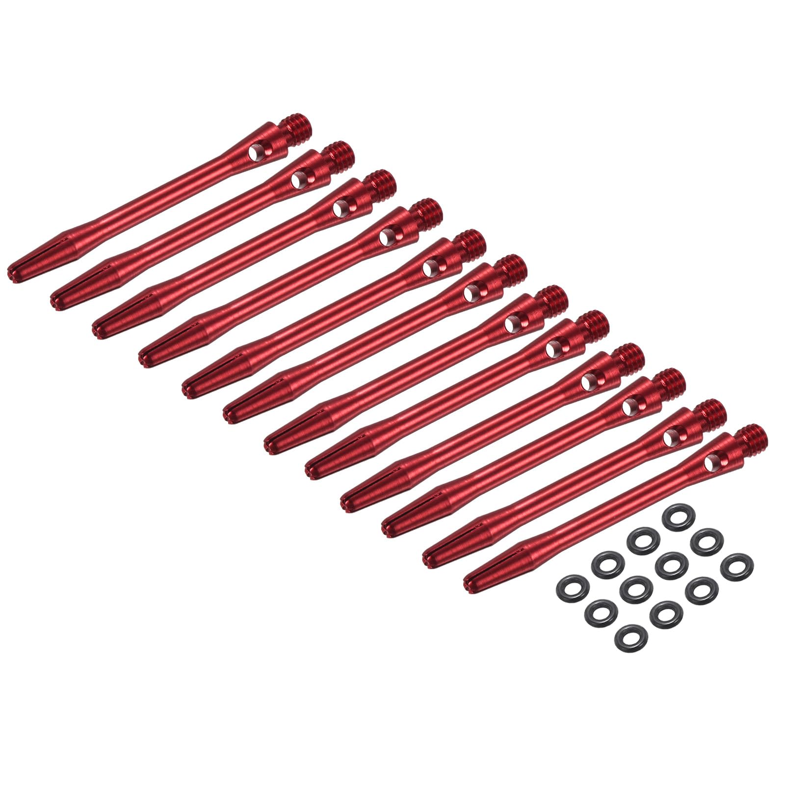 PATIKIL Aluminum Dart Shafts 45mm, 12pcs 2BA Thread Dart Stems Replacement Accessories with Rubber Rings for Steel Tip, red красный