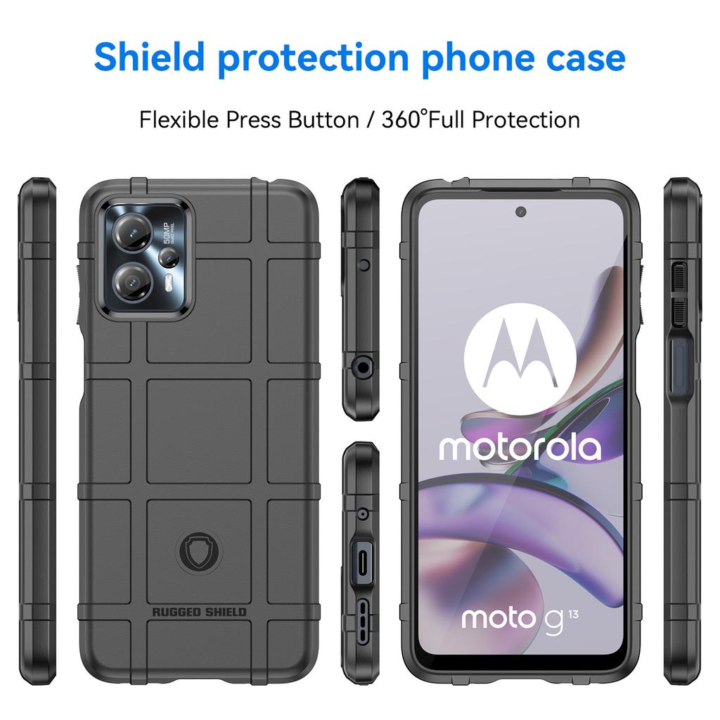 For Motorola Moto G13 4G/G23 4G Shockproof Soft TPU Phone Cover Case Rugged Square Grid Texture Phone Protector