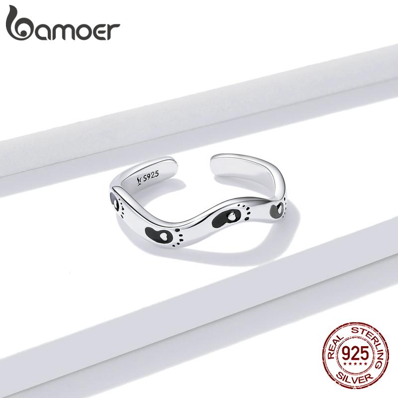 

BAMOER Кольцо из стерлингового серебра 925 пробы с регулируемым следом животного для женщин 925 silver