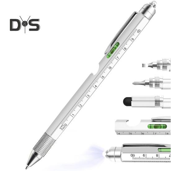 Mehrzweck-Werkzeugstift für Männer, LED-Licht, Schraubendreher, Lineal, Eingabestift, Wasserwaage, Flaschenöffner, Gadgets, 9-in-1-Multitool-Stift