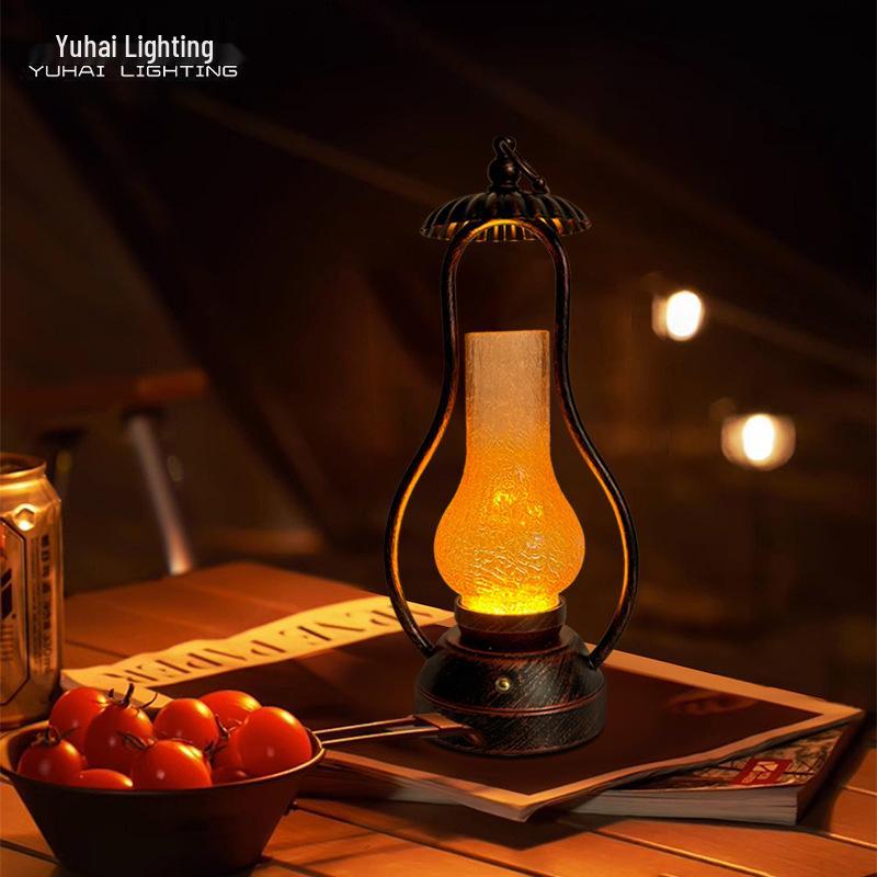 Vintage Chinese Kerosene Table Lamp - Old Shanghai Style Bedside Night Light