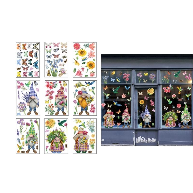 9 Sheets of  Window Decals Spring Window Stickers Decals for Glass Door Decorations