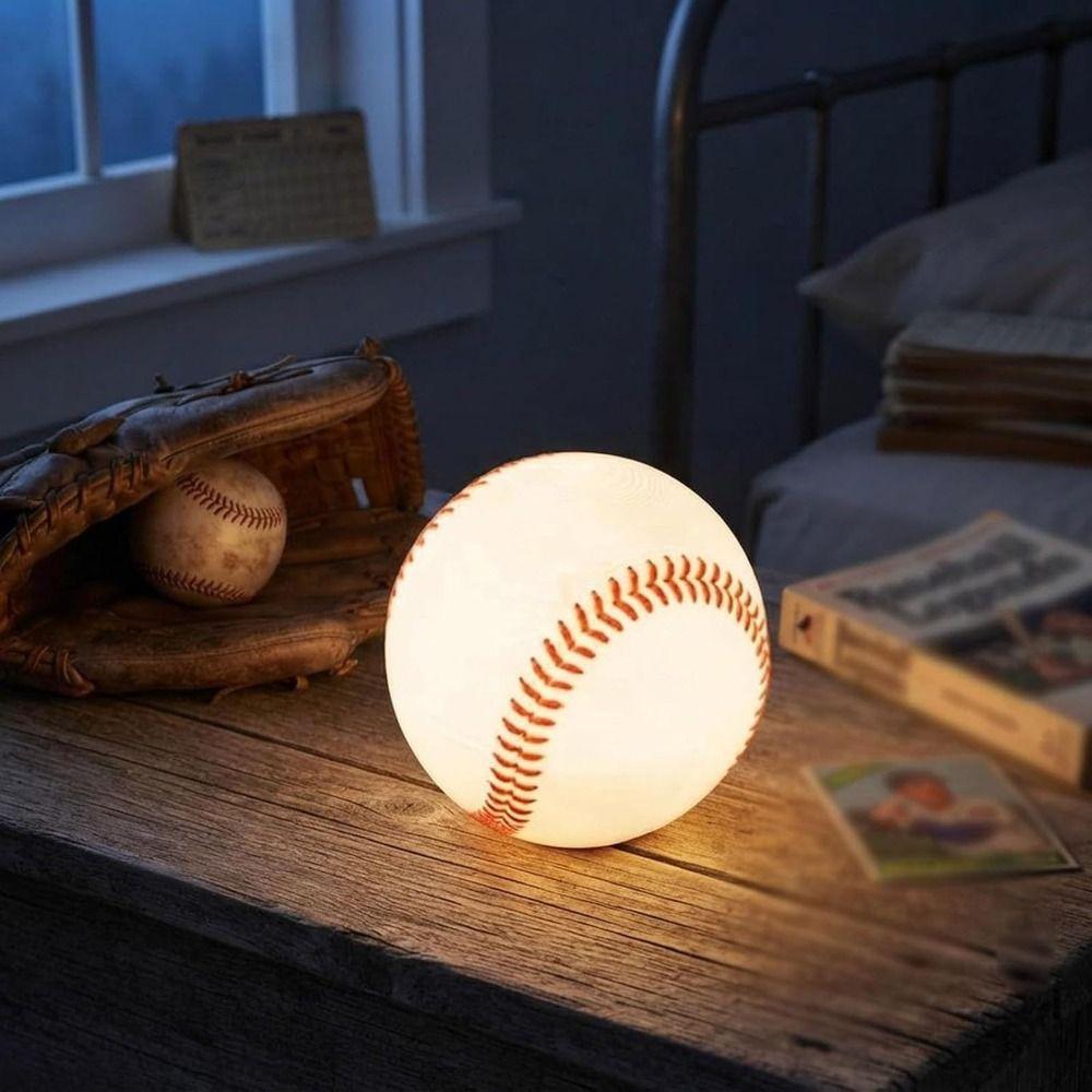 Silicone Softball Lamp Gift 3D Bedside Lamp Sport Theme Softball Night Light  Kids Room