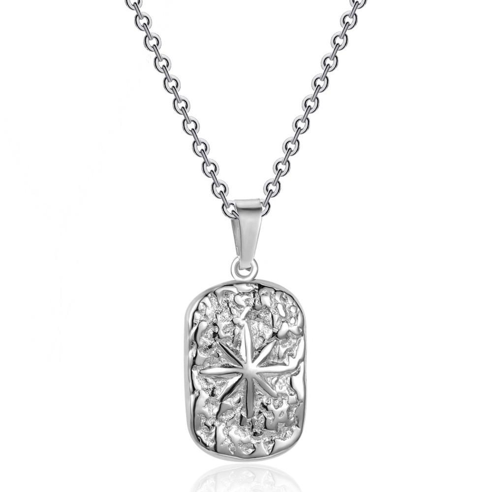 Non Fading Compass Pendant Necklace Silver Color Geometric Pendant Necklace  for Men Women