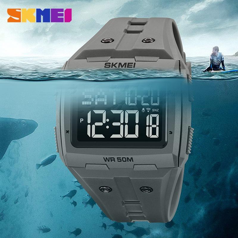 Glow-in-the-dark square Harajuku style fashion watch multifunctional electronic watch silicone strap waterproof