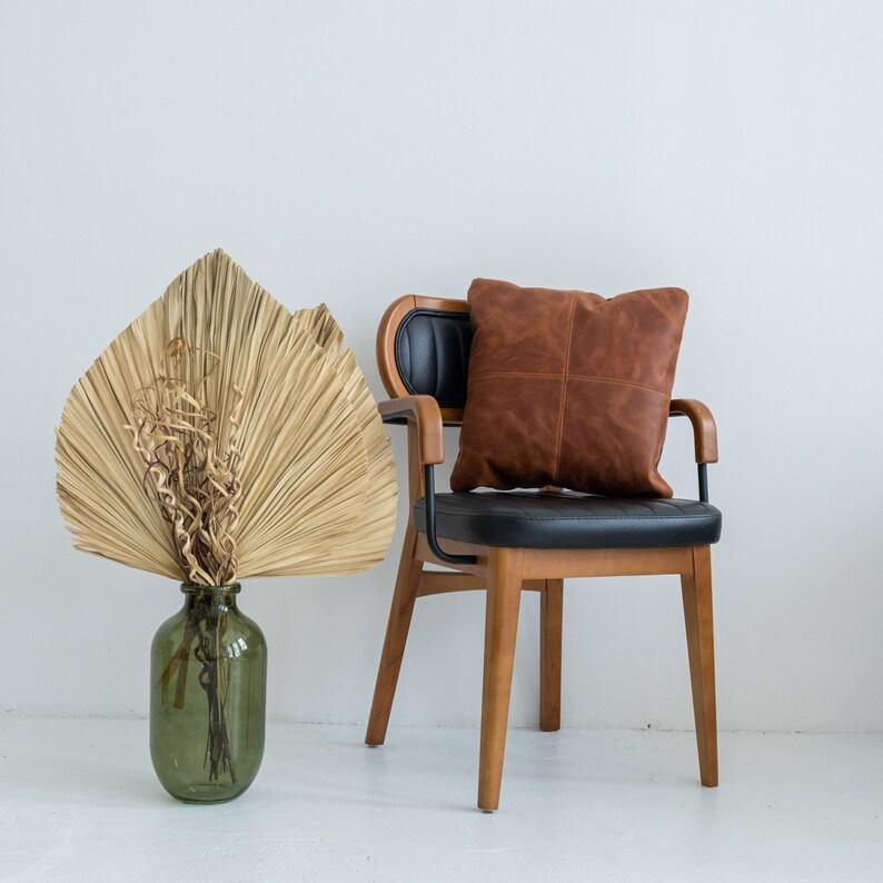 (Pack of 2) Leather Cushion Cover, Handmade Cushion Cover, Handmade Pillow Cover, Leather Pillow Cover, Brown Leather Pillow, Cognac Pillow Cover