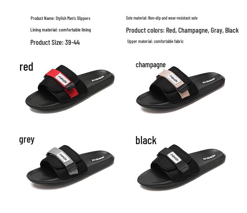 Men's Summer Non-Slip Korean Style Single Strap Beach Slippers