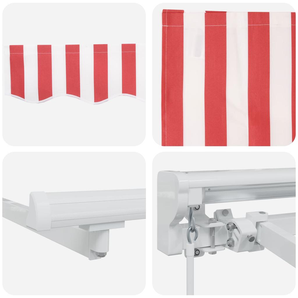 Manual Retractable Awning Red and White 4 * 3.5 M