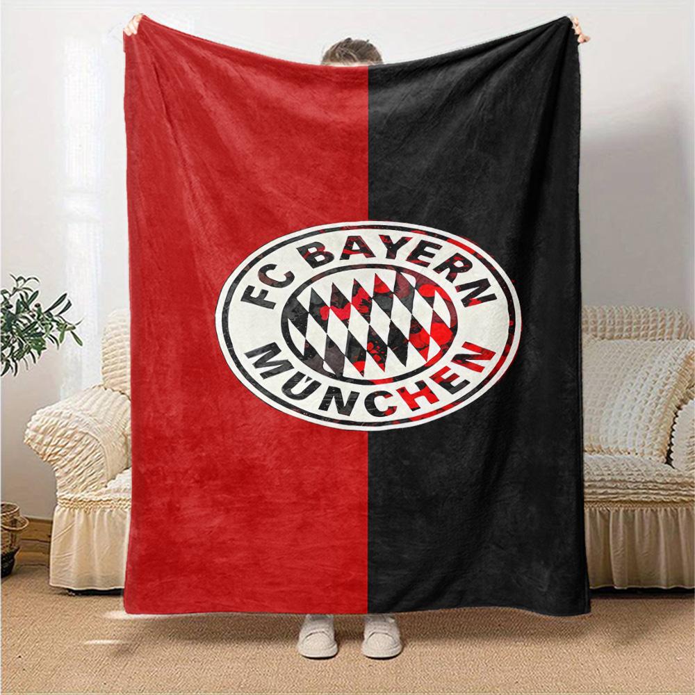 FC Bayern München Logo Decke Strapazierfähiger Komfort Perfekt für Bett Wohnzimmer Sofa Vier Jahreszeiten Universell Modern Bestes Weihnachtsgeschenk für Freunde Familie