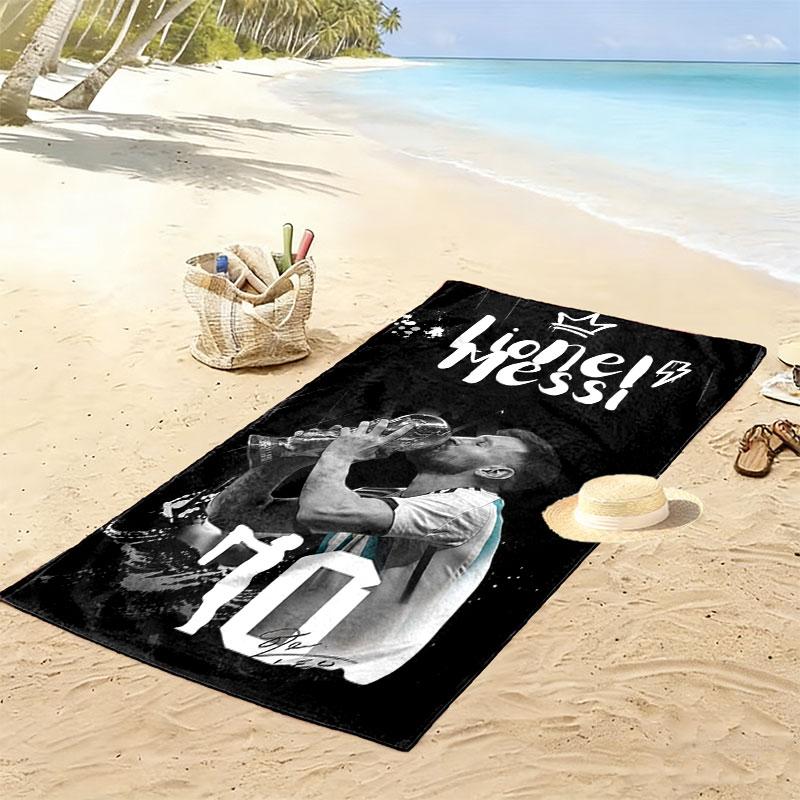 Messi Flame Print Beach Towel, Large Soft Quick Dry Towel for Beach Camping Swimming