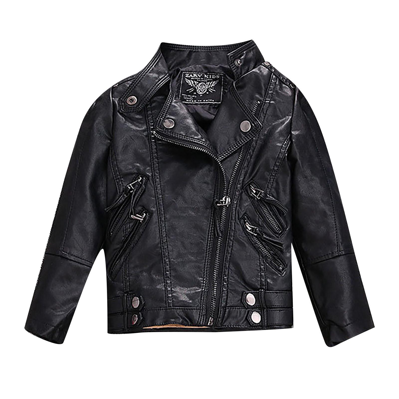 

Детские кожаные куртки, корейские куртки для мальчиков и девочек, детские кожаные куртки с воротником-стойкой 100