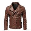 Ji New Men's PU Leather Jacket Bike Jacket Slim Fit Multi-Pocket Zipper Jacket Lapel Trendy Leather Jacket