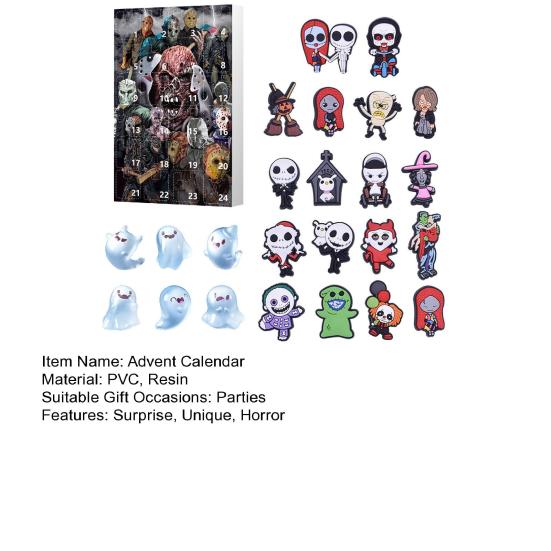 Halloween Adventskalender 24 Mini Harz Gruselige Puppe Halloween Countdown Kalender Sammelfiguren Horrorfilm für Kinder