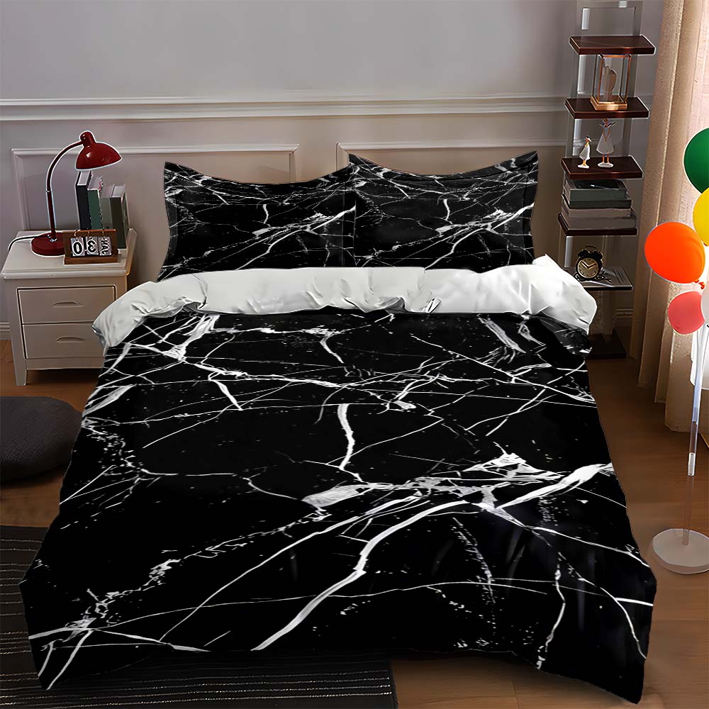 

Black marble pattern Bedding Duvet cover sets Duvet covers Pillowcases gifts (1 * Duvet Cover 2 * Pillowcases, without duvet insert) 135x200cm