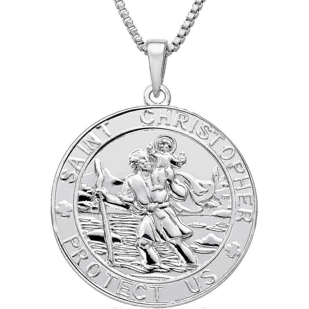 St. Christopher Schmuck 925 Sterling Silber, Antikisierter Religiöser Beschützer Talisman Anhänger für Männer Frauen, Münze/rund/oval/Medaillon/quadratisch/Medaillon Tangrui