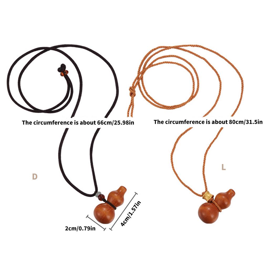 Handmade Wood Bottle Gourd Pendant Necklace Sweater Chain Wood Texture Suitable for Women Present with Adjustable Rope