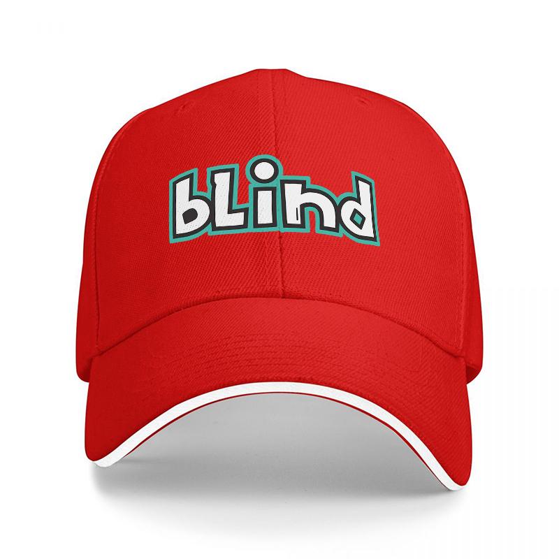 

Blind Brand Black Baseball Cap with Teal and White Logo Design Classic Adjustable Hat for Outdoor Activities and Casual Wear Adjustable