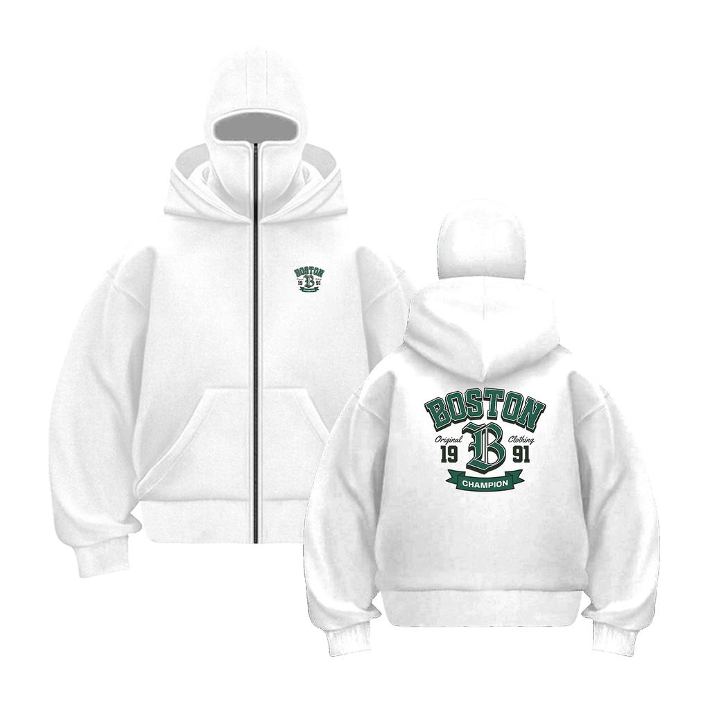 Boston Number 1991 Art Letter Zipper Print Men Hoodie Casual Multicolor Hoody Vintage Pocket Hoodies Comfortable Man Clothing