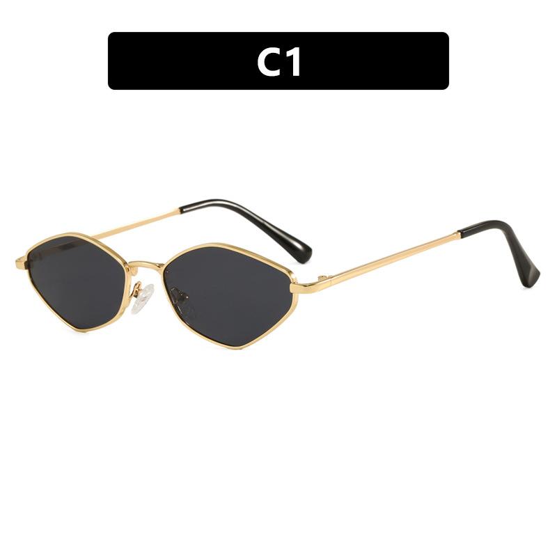 

New Style of High-end Polygonal Small Frame Sunglasses for Women Made of Metal Suitable for Catwalk Fashion Sunglasses as pictures