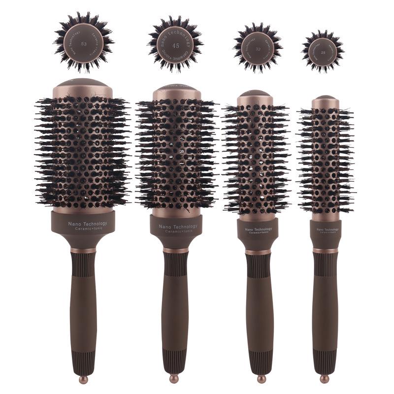 Ceramic Boar Bristle Round Comb with Aluminum Tube