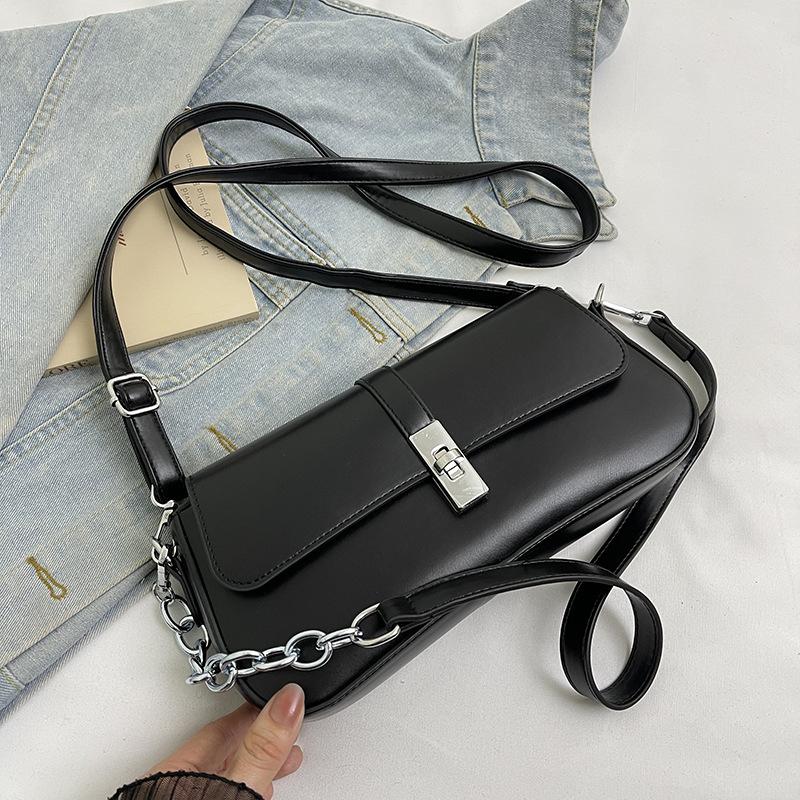 

New fashion niche design fashion lock small square bag versatile shoulder messenger women s bag чёрный