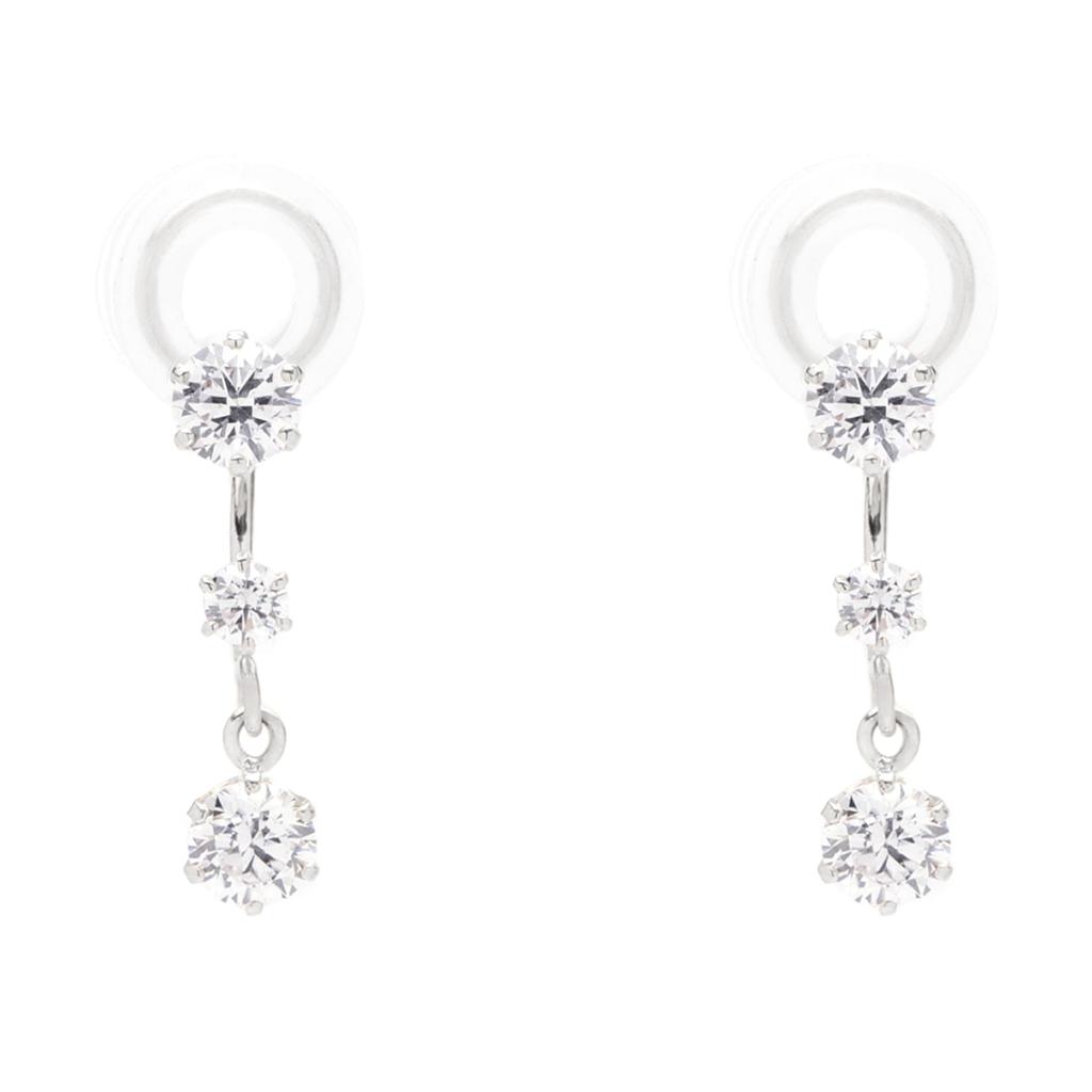 ESTELLE [Official] Women's Earrings, 10K White Gold, Cubic Zirconia, 0282-0145-0019-0000