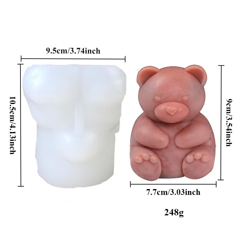 1 Pcs Cute Bear Silicone Candle Mold 3D Sit Stand Pet Bear Crafts Plaster Resin Cement Mold Handmade Animal Soap Making Tools