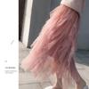 Tulle Skirt Women Long Mesh Skirt Spring Summer Black Pink Net Yarn High Waist Pleated Skirt Female