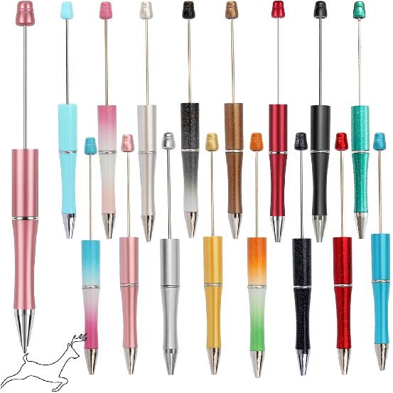 Beadable Writing Pens for Crafting 16-Color DIY izable Pen Set for School, Office & Creative Gifts | Smooth Writing, Stainless Steel Shaft