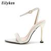 Fashion Eilyken Narrow Band Ankle Buckle Strap Green High Heels Sandals Women's Pointed Toe Party Female Shoes Sandalias Mujer
