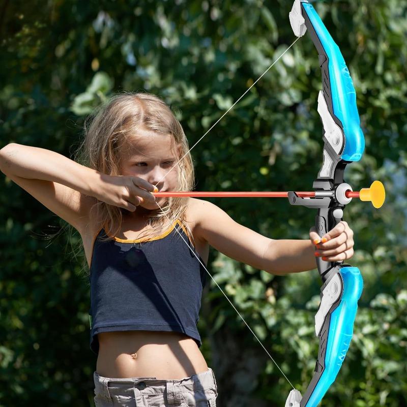 Kids Bow and Arrow Set LED Light Up Archery Toys Set for Kids Ages 4-8 8-12 with 10 Suction Cup Arrows Target & Quiver Boys
