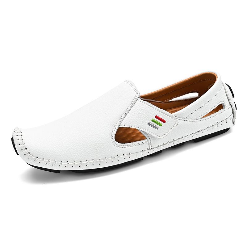 

2025 Мужская прогулочная обувь Повседневные мужские пляжные сандалии в римском стиле Мужские сандалии Летняя кожаная обувь для пляжа на открытом воздухе Полые 48 белый