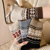 Women's Mid-calf Socks, Thickened and Fleece Warm Wool Socks for Autumn and Winter, Retro Women's Socks, Snowflake Long Socks