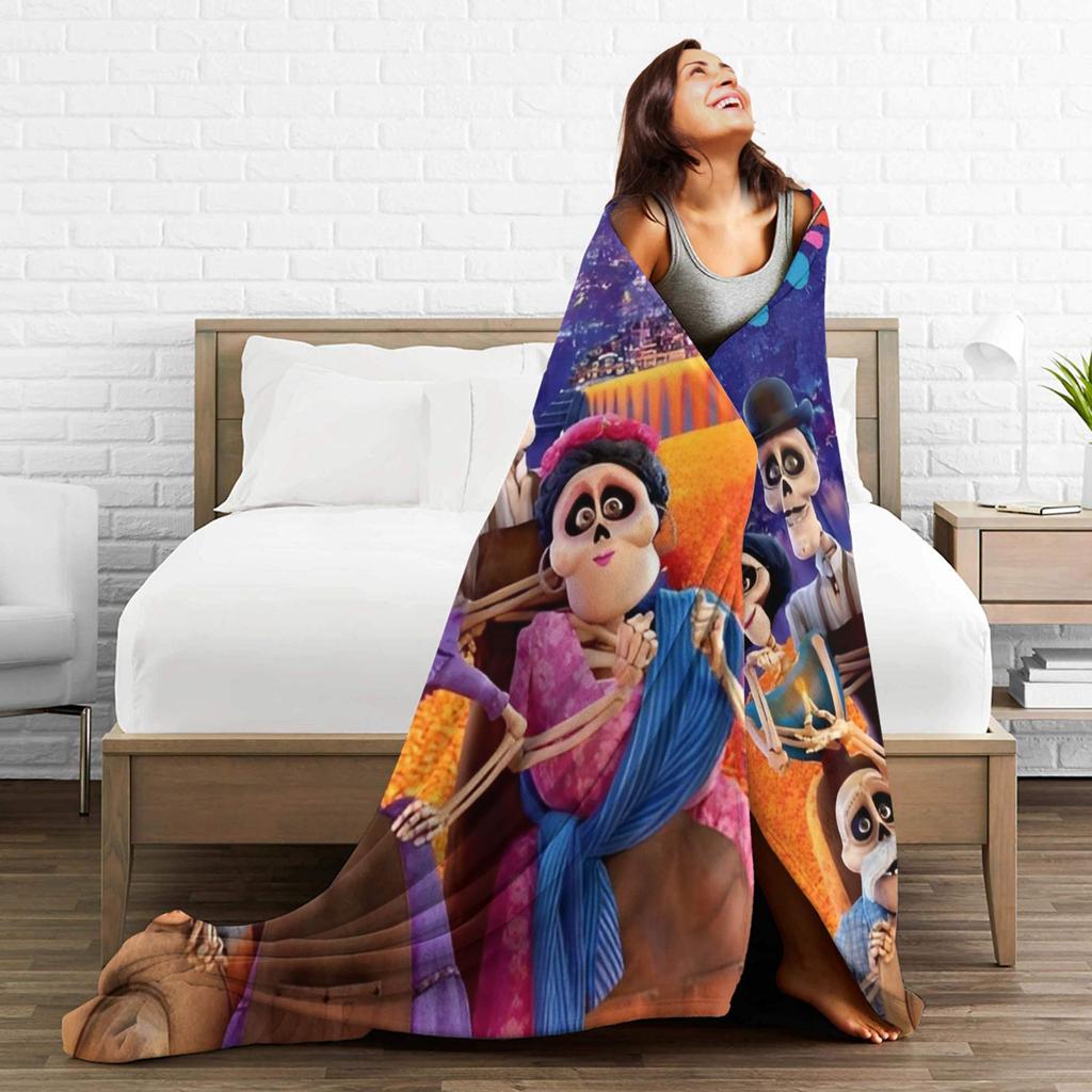 Cartoon Coco Tag der Toten Decke Korallenfleece Plüsch Dekoration Atmungsaktige Warme Überwurfdecke für Bettwäsche Auto Teppich Stück