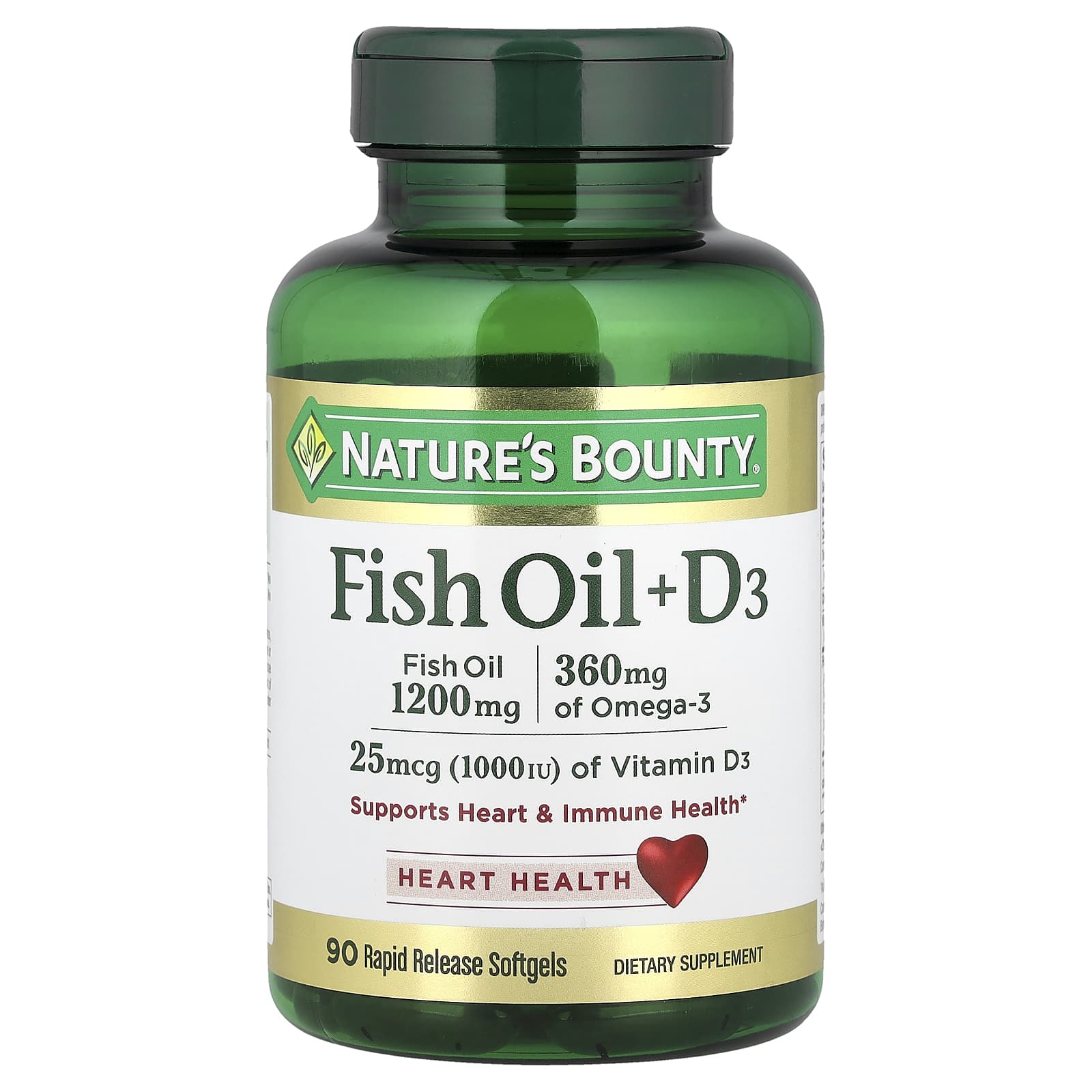 

Nature S Bounty, Fish Oil + D3, 90 Fast-Acting Softgels