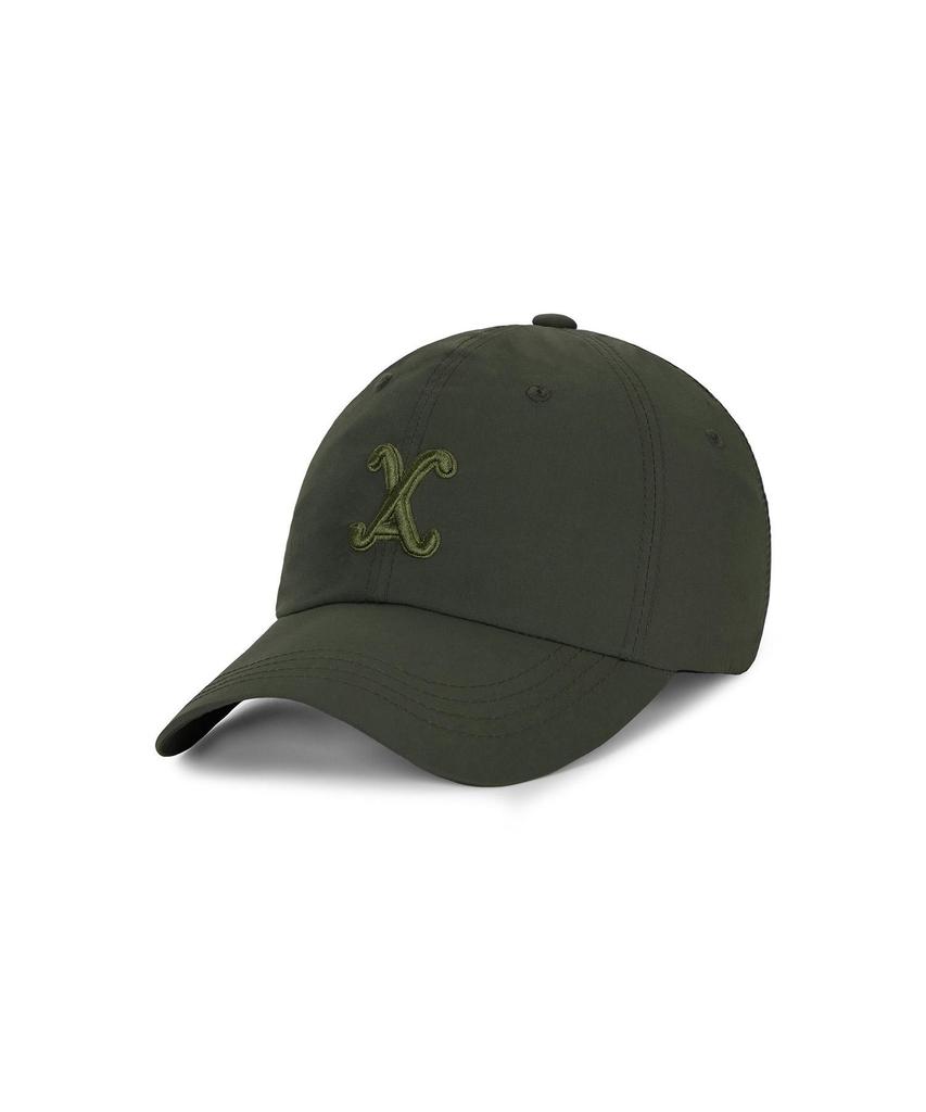 Bajal Va Curved Logo Nylon Ball Cap Khaki