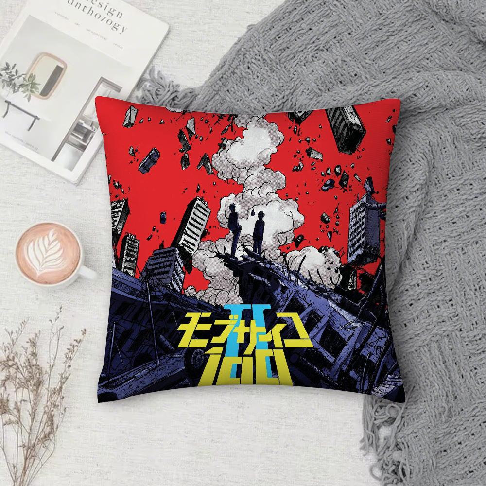 Hot Anime M-Mob P-Psycho 100 Pillow Case Cover Square Sofa with for Pattern Comfortable Cushionsuitable of Room