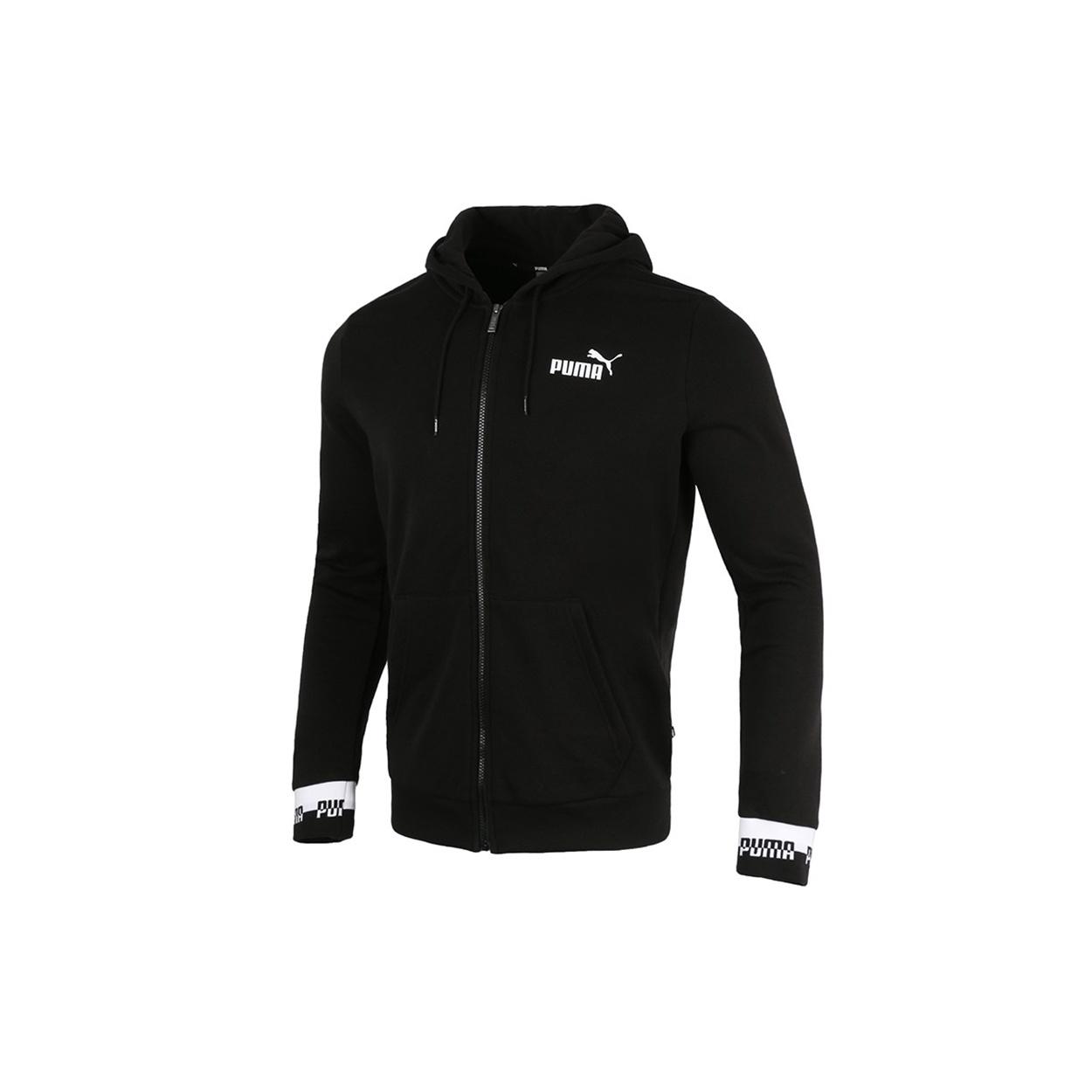 PUMA Amplified Full-Zip Hoodied Jacket  Black White  Men s 588812-01 L