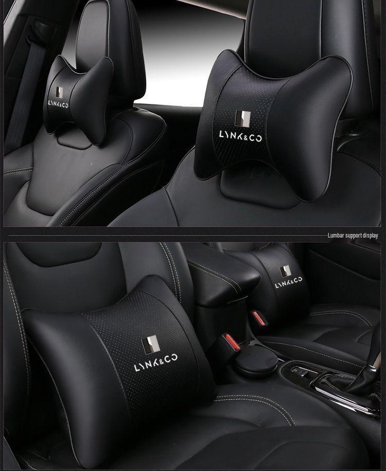 Lynk & Co High-End Autositzkissen Set: Kopfstütze, Nackenkissen, Lendenwirbelstütze für die Modelle 01, 02, 03, 05, 06.