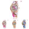 Chic Silicone-band Women's Watch With Flower Print And Timeless Analog Display